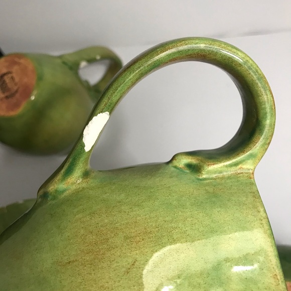 Aletha Soule Studio Green Coffee Mugs "2000" SIGNED VTG RARE POTTERY !CHIPS! - Picture 13 of 16